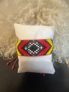 Sea Beed Geometric Bracelet in Red, Yellow & Black